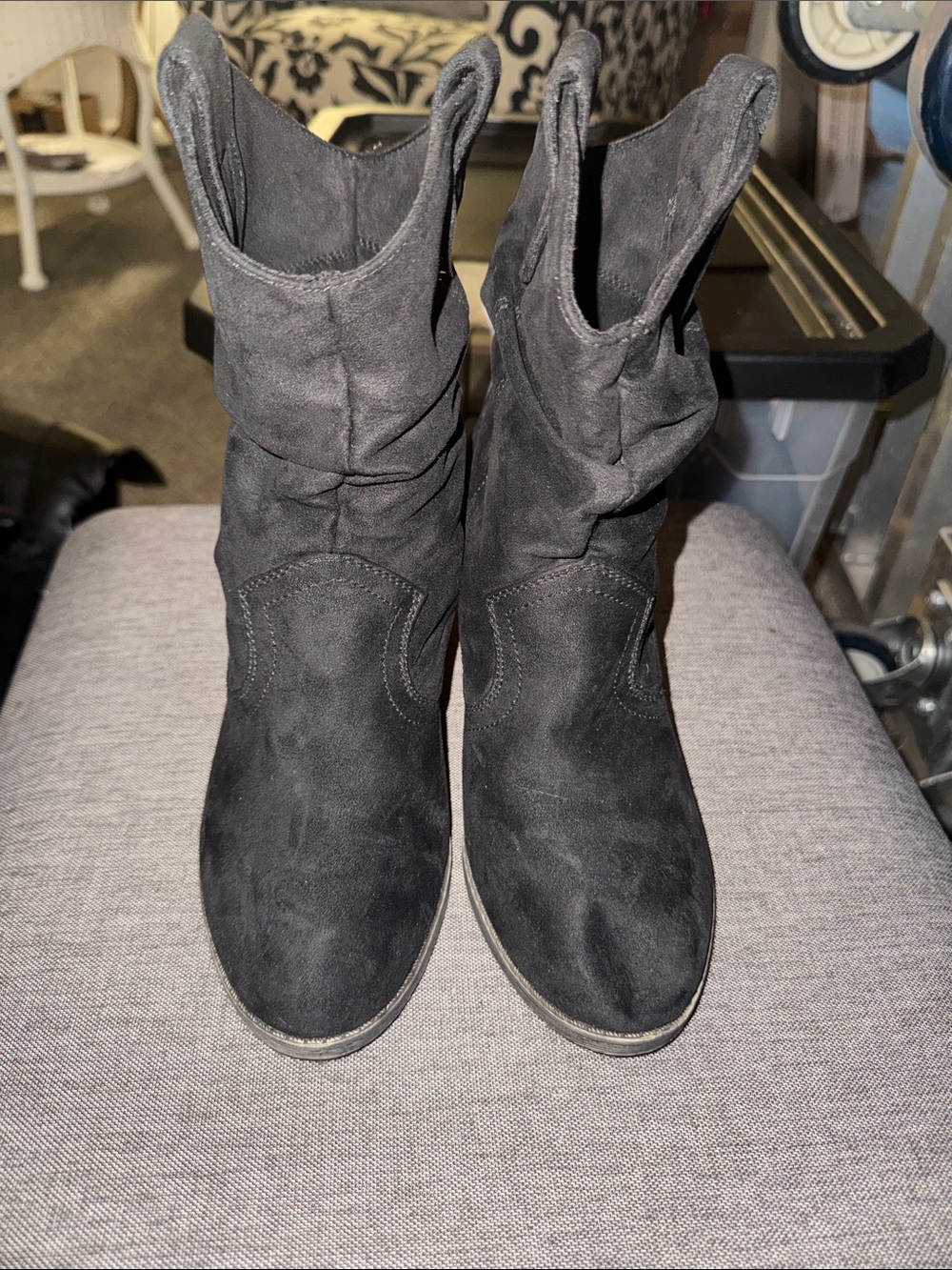 Rocket Dog Black Suede Slouch Ankle Booties